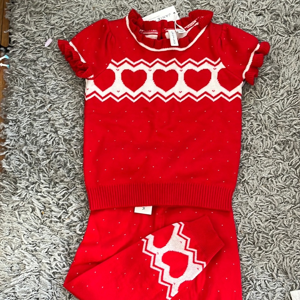 Janie and jack Valentine’s Day heart sweater set
